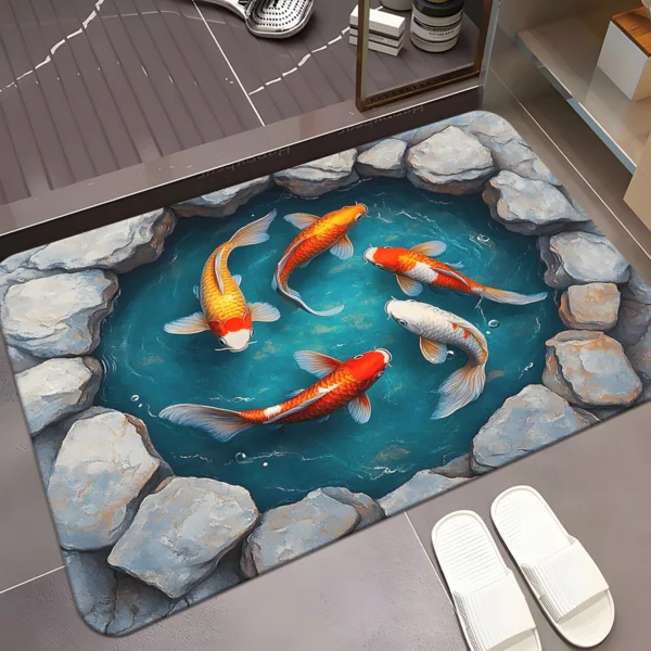 Koi Fish Design Bath Rug