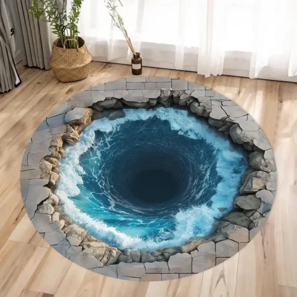 Optical Illusion Rug 3D Vortex Pattern