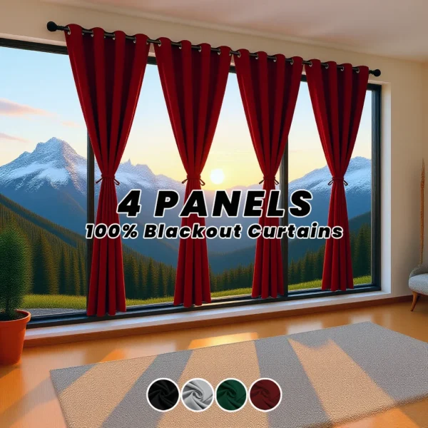 4 Panels 100% Blackout Curtains