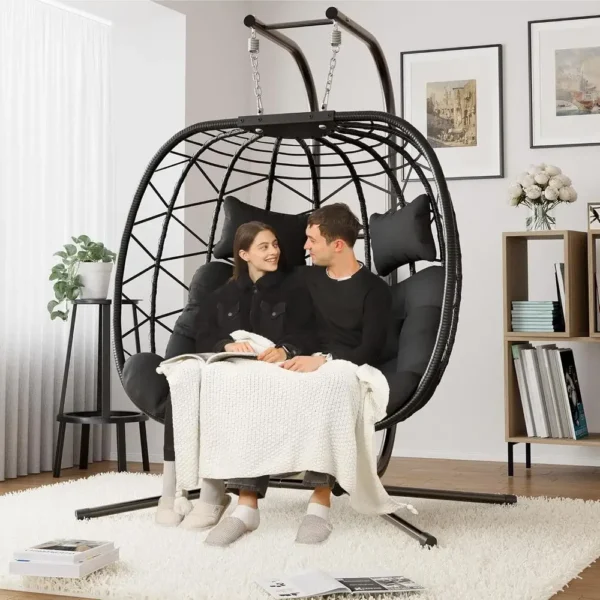 Double Swing Egg Chair with Stand